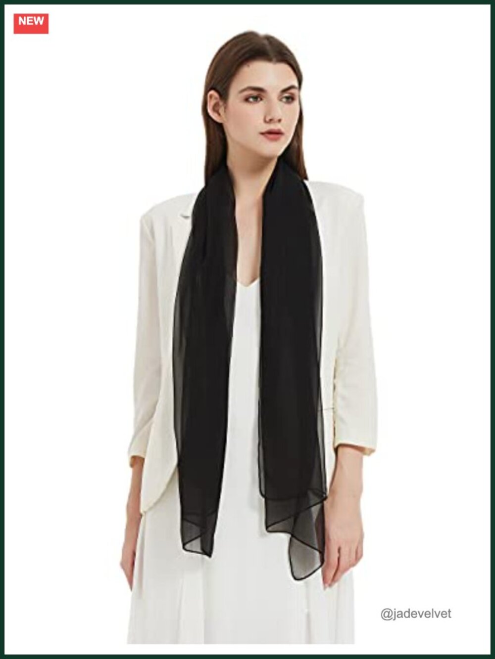 Silk Blend Chiffon Scarf Long Sheer Lightweight